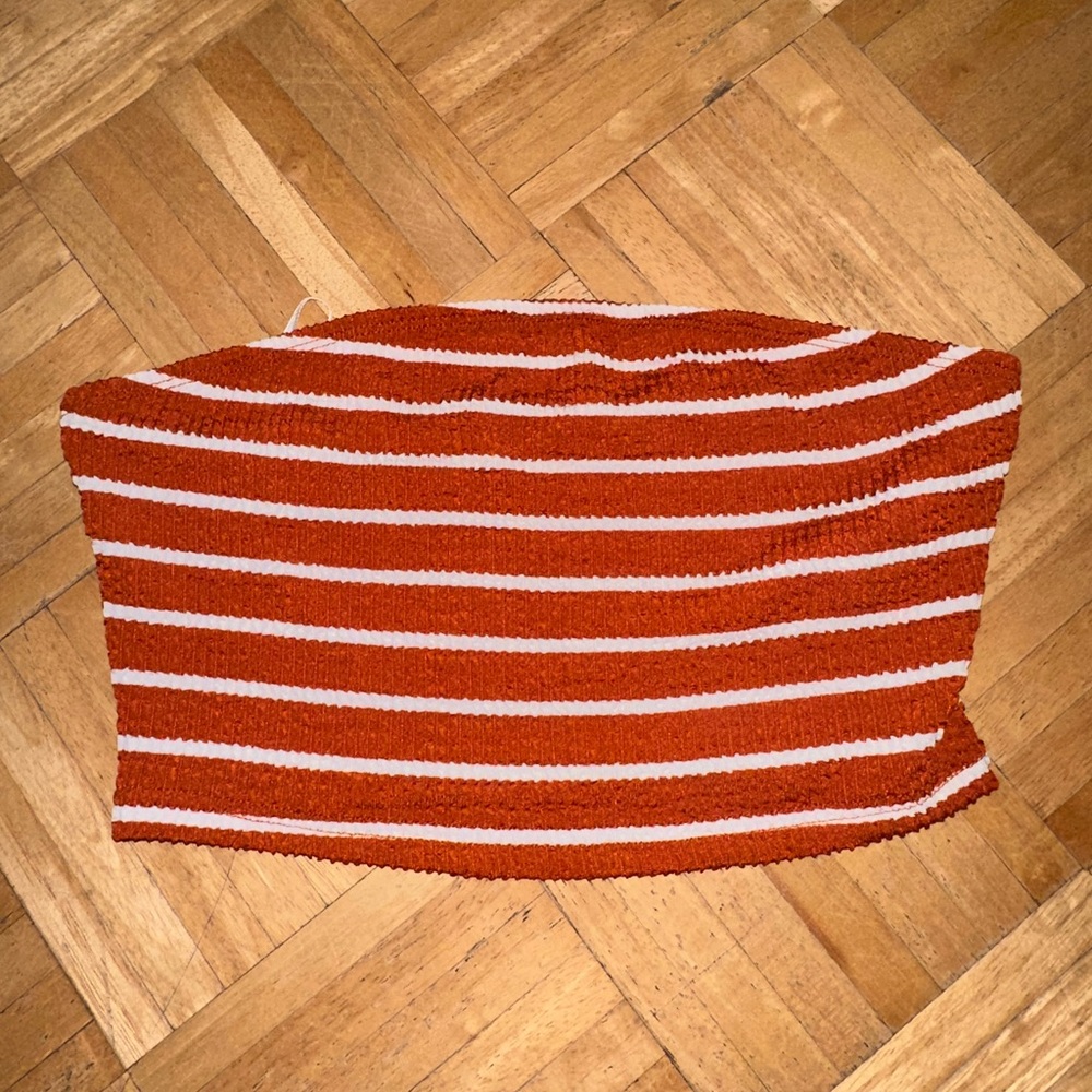 Shein Large tube top. Burnt orange with white stripes.